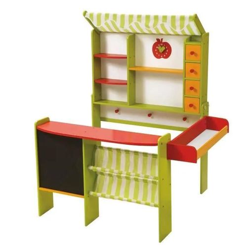 Roba Marchande - Supermarché Bio Avec Caisse Et Accessoires - Vert/Rouge