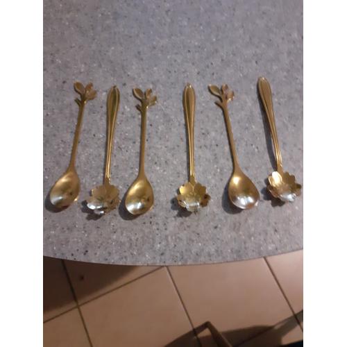 Lot De 6 Cuillères À Café Gravé Étoile Doré