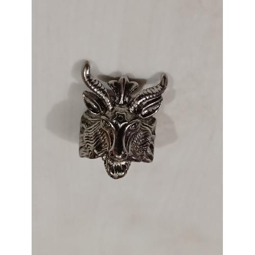 Bague Tête De Bouc,Métal Argenté