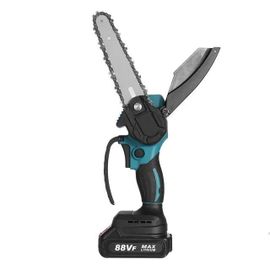 Tronçonneuse électrique, Mustool, 25 cm, 1500 W, 18 V, 2 batteries, prise UE, bleu
