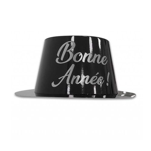 Chapeau Carton Bonne Année Argent Noir Adulte