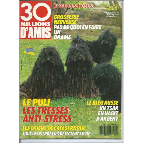 30 Millions D'amis 01/05/1988 Le Puli, Le Bleu Russe, Les Chiens De Catastrophe, Therry Vigneron, Mario David, Jean Richard, Jean Le Poulain, Philippe Guerlain, Le Bleu Russe, Serge Lenz
