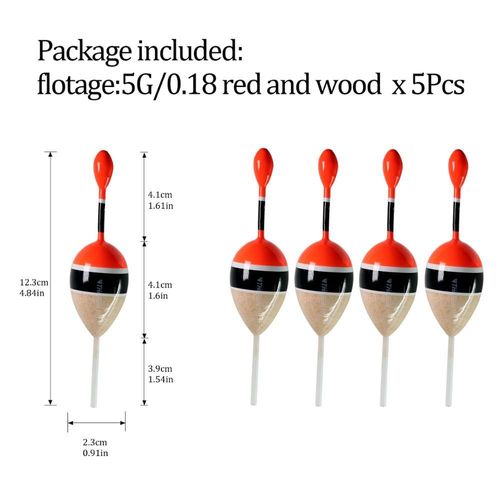 Flotteurs Bobber En Bois Pour La Pêche À La Carpe Et Au Bar,Lot De 5 Pièces De 13.4cm - Type 12.3cm Wood 5pc