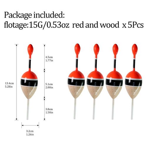 Flotteurs Bobber En Bois Pour La Pêche À La Carpe Et Au Bar,Lot De 5 Pièces De 13.4cm - Type 13.4cm Wood 5pc