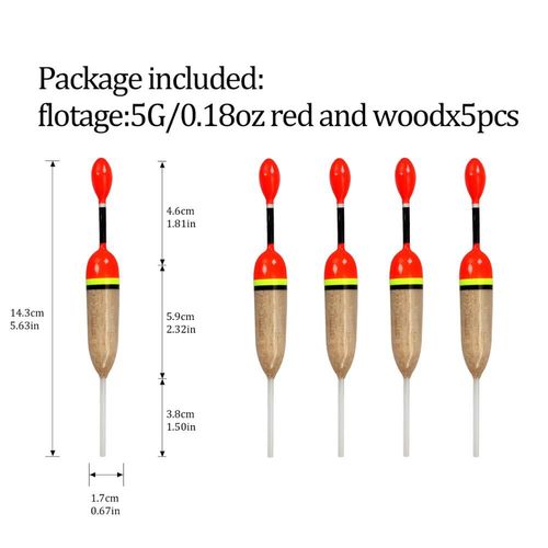 Flotteurs De Pêche Slip Bobbers,Matériel De Pêche,Eau Salée,Eau Douce,Tube De Dérive,Crappie Bass,5 Pièces,5g,15g - Type 5pcs 5g Wood