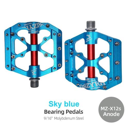 Pédales De Vélo Ultralégères Anti-Dérapantes Cnc Bmx Vtt Pédale De Vélo De Route Cyclisme 3 Pédales De Vélo À Roulement Scellé - Type X12s-Anode Sky Blue