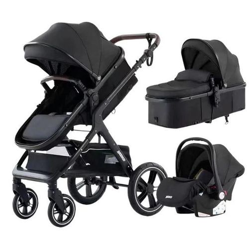 Poussette Pour Bébé, Yazoco, 530gp, Luxe 3 En 1, Cadre En Aluminium Noir, Noir