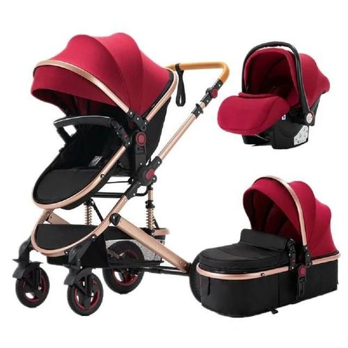 Poussette Pour Bébé, Yazoco, 530gp, Luxe 3 En 1, Cadre En Aluminium, Rouge