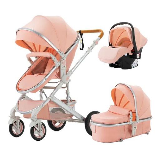 Poussette Pour Bébé, Yazoco, 530gp, Luxe 3 En 1, Cadre En Aluminium, Rose