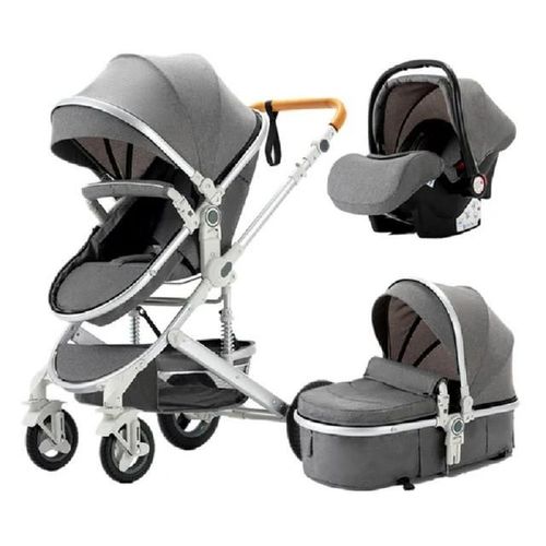 Poussette, V9, 3 En 1, Poussette Pliante, Landau De Voyage, Gris Clair