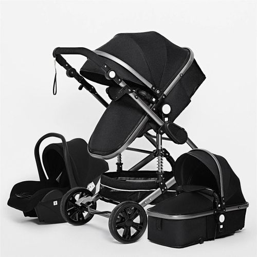 Poussette, Yazoco, 3 En 1, Poussette Pliante, Poussette De Voyage, Portable, Cadre En Aluminium, Noir