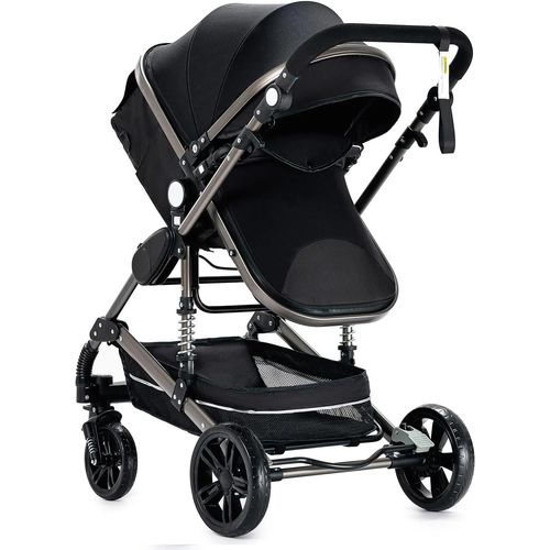 Poussette Pour Bébé, 3 En 1, Portable, Pliable, Multifonctionnelle, Entièrement Noire