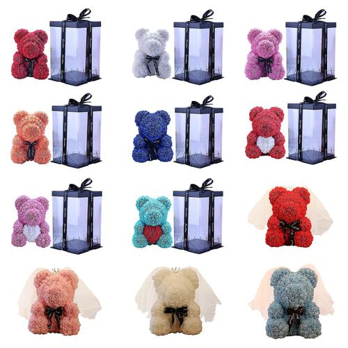 Amants Rose Ours Fleur Teddy Poupée Anniversaire Mariage Valentin Cadeau