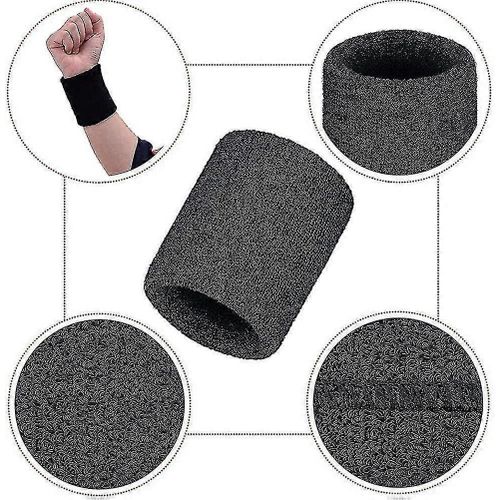8 Pcs Sweet Wristbands, Épaissir Les Bracelets Noirs Protecteur Élastique Sports Poignet