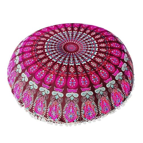 Grand Mandala Oreillers De Sol Rond Bohème Méditation Coussin Housse Pouf Ottoman