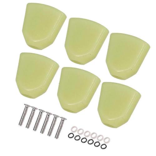 6 Pcs Jade Vert Trapèze Guitare Tuning Peg Key Accordeurs Poignée Caps