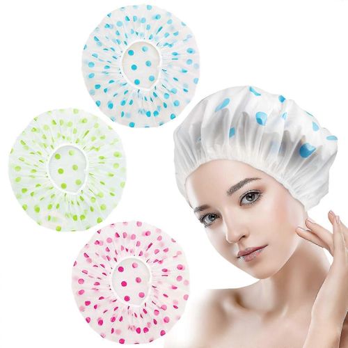 Pack De 3 Bonnet De Douche, Bonnets De Douche Imperméables Réutilisables, Bonnet De Douche En Plastique, Bonnet De Bain Élastique, Couvre-Chef De Nuit, Cheveux Doux 