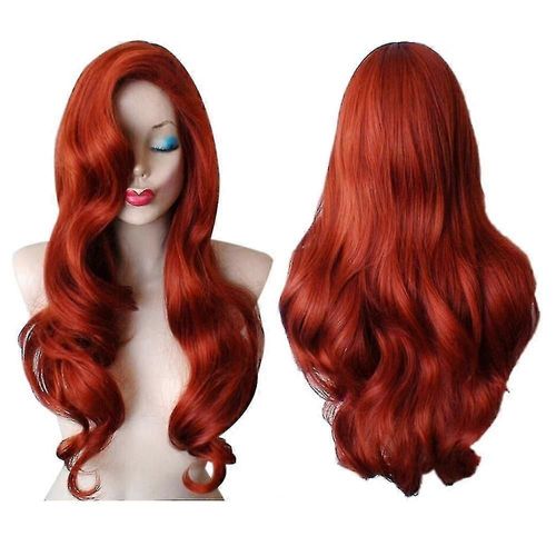 Jessica Rabbit Wig Adult Carnival Cosplay Synthétique Longue Perruques Ondulées Postiche