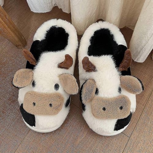 Soft Cute Girly Heart All-Inclusive Avec Cow Cotton Slippers Femmes Hiver Antidérapant Chaud Maison Chaussures