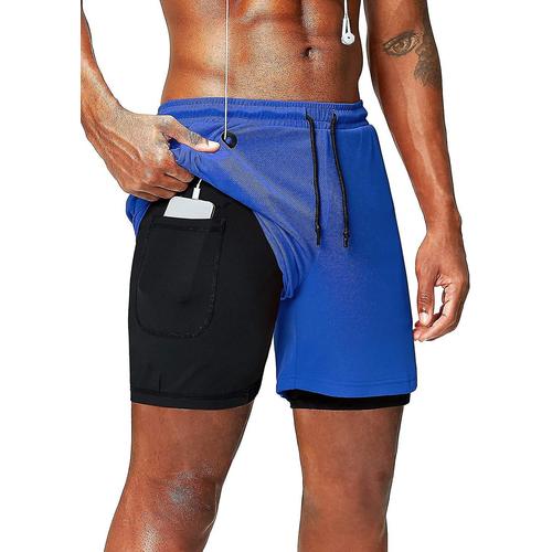 Short De Course 2 En 1 Avec Téléphone Pocket Quick Dry Mens Shorts 5 Pouces