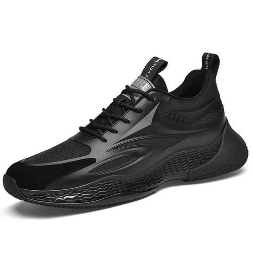 Baskets Décontractées De Luxe Pour Hommes Chaussures D'ascenseur Maille Respirante Chaussures Rehaussantes Talons Cachés Hauteur Augmentée 8cm 6cm Type Black Fla