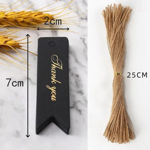 Étiquettes Cadeaux de Remerciement en Papier,Rouge,Blanc,Noir,pour ixd'Anniversaire,Mariage,Vêtement GT Attro,Fournitures Artisanales,300 Pièces - Type black with strings