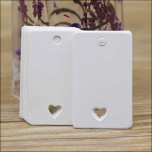Étiquette de carte vierge en carton Kraft/noir/blanc,avec coeur creux,100 pièces + ficelle 100 chanvre pour cadeaux,5*3cm - Type tag with string #E