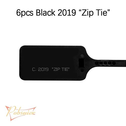 6 pièces Sceaux de sécurité en plastique jetables imprimés 2019 ""Zip Tie"",étiquettes de baskets décorations pour chaussures,blanc et rouge - Type Black 2019 zip tie