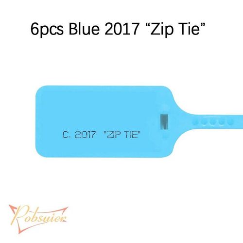 6 pièces Sceaux de sécurité jetables en plastique,2017 Zip Tie imprimé,étiquettes blanches rouges pour chaussures,décorations - Type Blue 2017 zip tie