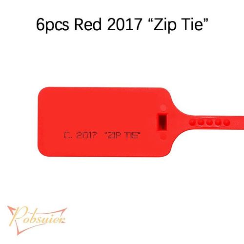 6 pièces Sceaux de sécurité jetables en plastique,2017 Zip Tie imprimé,étiquettes blanches rouges pour chaussures,décorations - Type Red 2017 zip tie