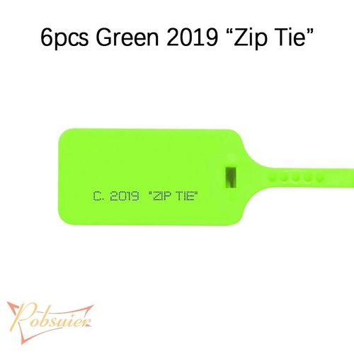 6 pièces Sceaux de sécurité en plastique jetables imprimés 2019 ""Zip Tie"",étiquettes de baskets décorations pour chaussures,blanc et rouge - Type Green 2019 zip tie
