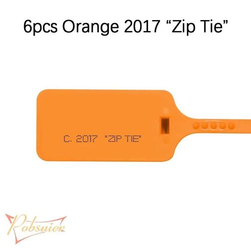 6 pièces Sceaux de sécurité jetables en plastique,2017 Zip Tie imprimé,étiquettes blanches rouges pour chaussures,décorations - Type Orange 2017 zip tie