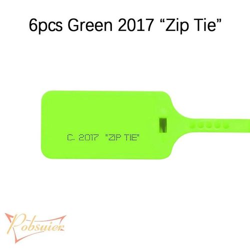 6 pièces Sceaux de sécurité jetables en plastique,2017 Zip Tie imprimé,étiquettes blanches rouges pour chaussures,décorations - Type Green 2017 zip tie