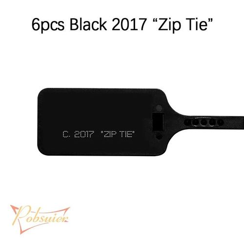 6 pièces Sceaux de sécurité jetables en plastique,2017 Zip Tie imprimé,étiquettes blanches rouges pour chaussures,décorations - Type Black 2017 zip tie