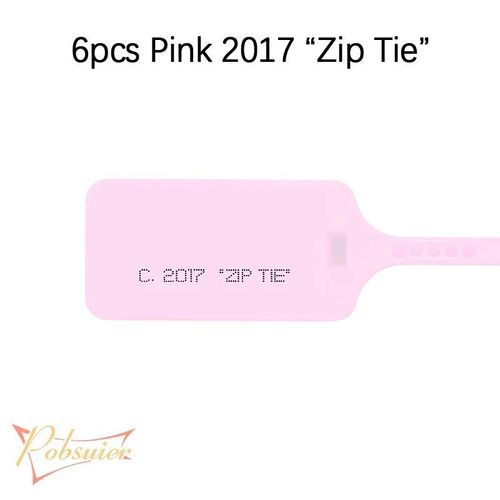 6 pièces Sceaux de sécurité jetables en plastique,2017 Zip Tie imprimé,étiquettes blanches rouges pour chaussures,décorations - Type Pink 2017 zip tie
