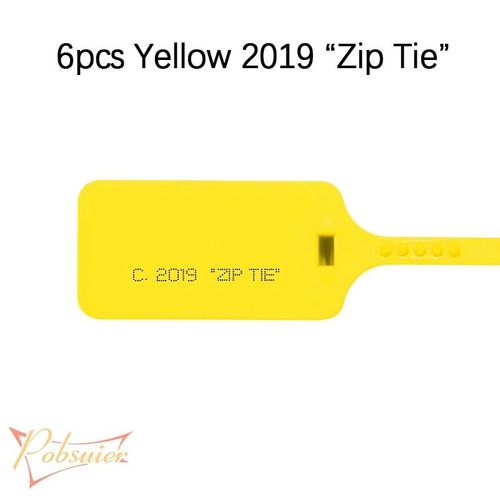 6 pièces Sceaux de sécurité en plastique jetables imprimés 2019 ""Zip Tie"",étiquettes de baskets décorations pour chaussures,blanc et rouge - Type Yellow 2019 zip tie
