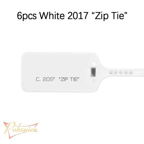 6 pièces Sceaux de sécurité jetables en plastique,2017 Zip Tie imprimé,étiquettes blanches rouges pour chaussures,décorations - Type White 2017 zip tie