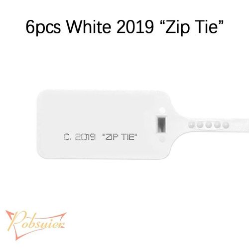 6 pièces Sceaux de sécurité en plastique jetables imprimés 2019 ""Zip Tie"",étiquettes de baskets décorations pour chaussures,blanc et rouge - Type White 2019 zip tie