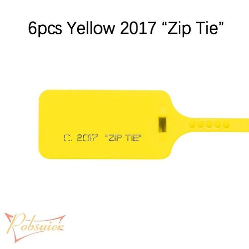 6 pièces Sceaux de sécurité jetables en plastique,2017 Zip Tie imprimé,étiquettes blanches rouges pour chaussures,décorations - Type Yellow 2017 zip tie