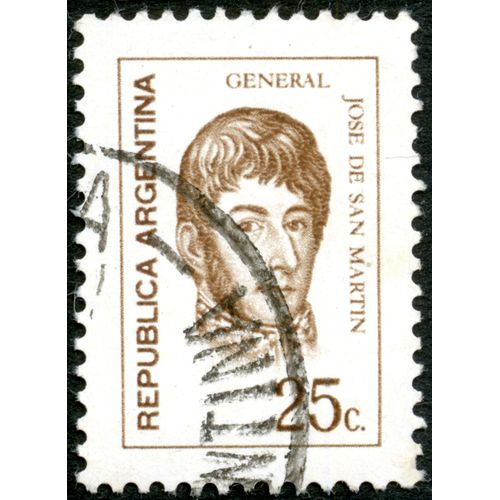 Timbre Oblitéré Republica Argentina, General Jose De San Martin, 25 C