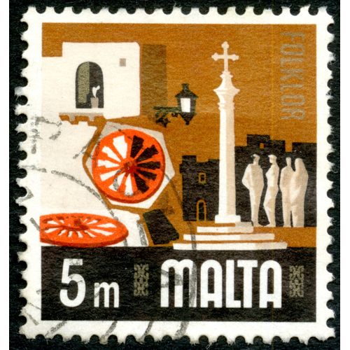 Timbre Oblitéré Malta, Folklor, 5 M