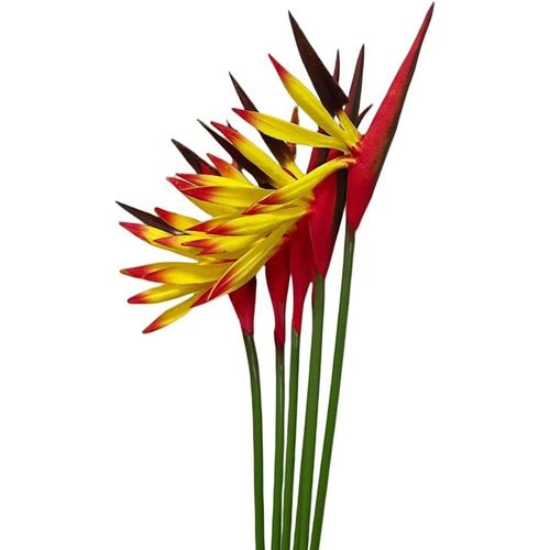 Strelitzia Lot de 6 Fleurs artificielles - Oiseau de Paradis - 58,4 cm - Bouquets de Fleurs Tropicales d'imitation pour Bureau, Maison, fête, Arrangement, Plantes en Pot (Jaune)