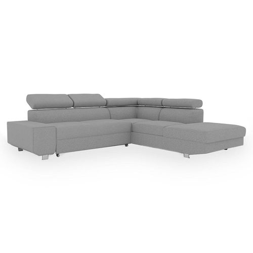 Canapé D'angle 6 Places En Tissu Gris Clair
