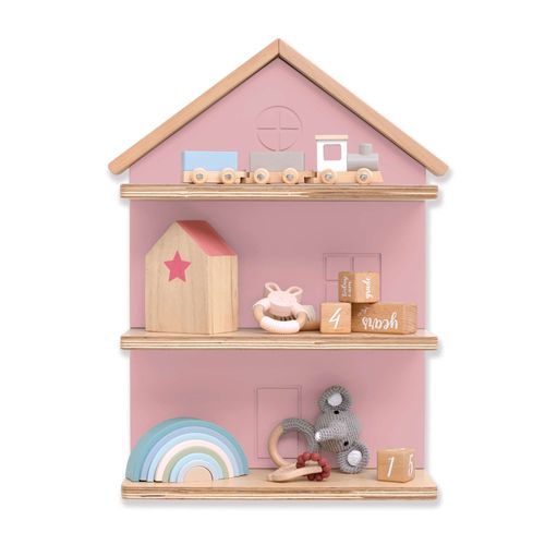 Étagère Murale Maison Bois/Rose