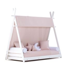 Lit D'enfant Montessori 70x140 Cm Avec Matelas Et Textile Rose