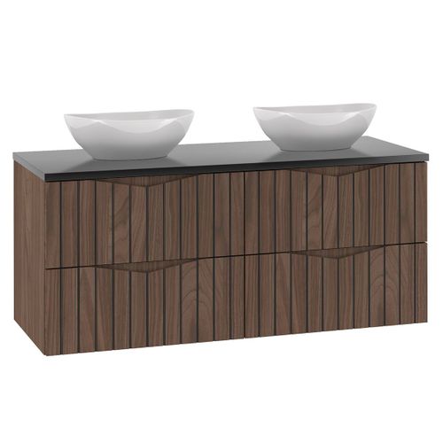 Meuble Double Vasque Stratifiés Marron Et Noir
