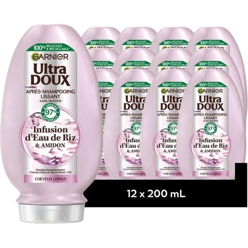 [Lot De 12] Ultra Doux - Après-Shampooing Lissant Douceur & Brillance À L'infusion D'eau De Riz - Cheveux Rebelles Et Indisciplinés - 200 Ml 