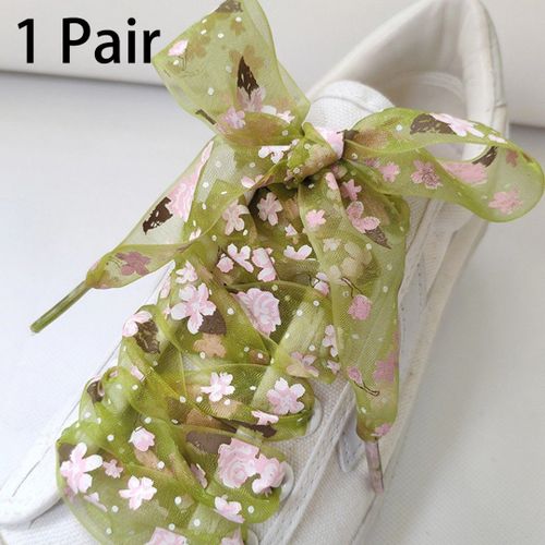 Cordes De Chaussures Plates En Satin Pour Femmes,Ruban Lumineux Avec N?ud,Baskets De Sport,Dentelle,Impression De Flocon De Neige,110cm,1 Paire