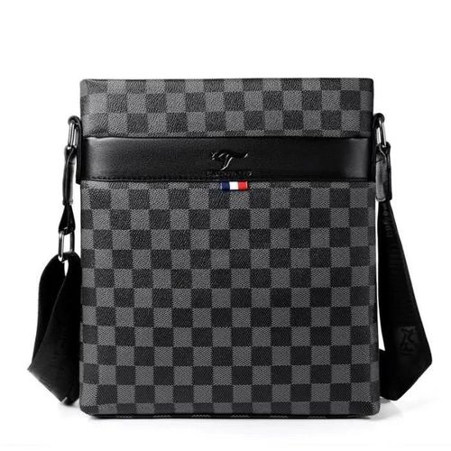Sac à Bandoulière en PU Cuir pour Homme Porté Epaule Noir-A1