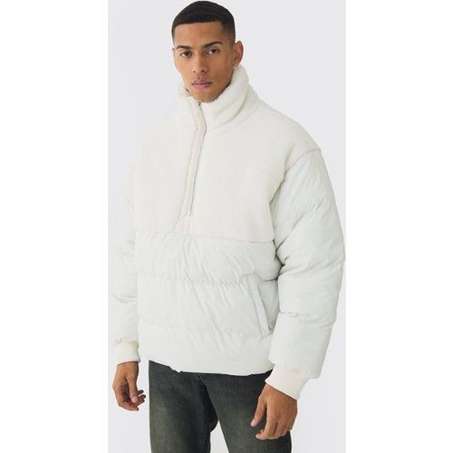 Doudoune À Col Montant Zippée En Polaire Homme - Ecru - Xs, Ecru